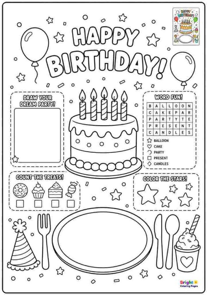 Birthday Placemats Coloring Page
