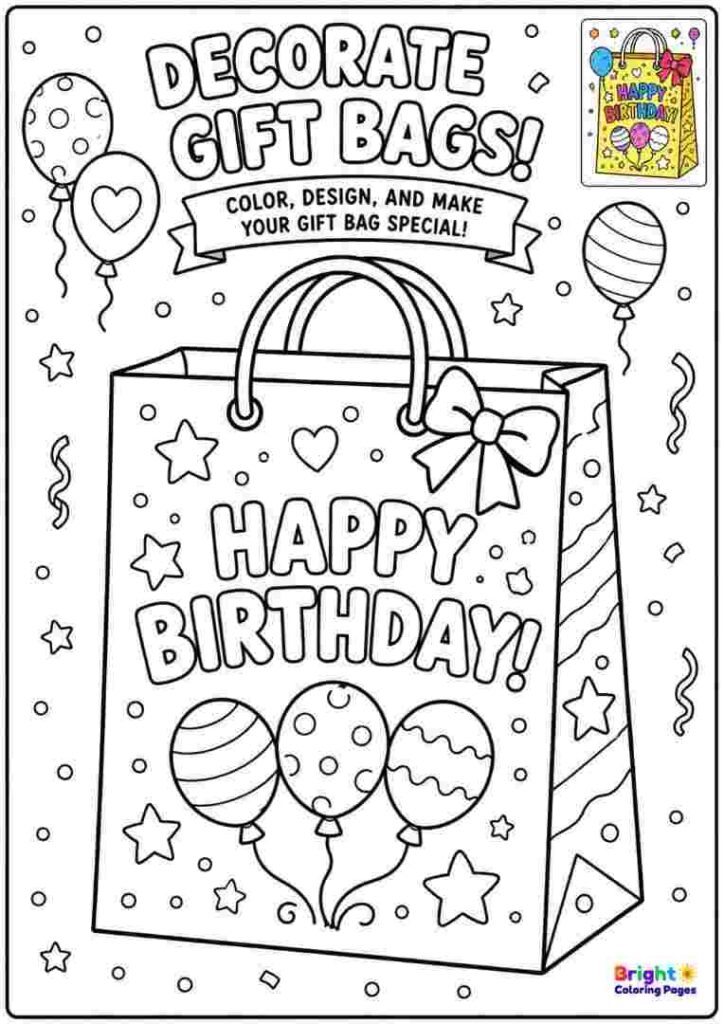 Decorate Gift Bags Coloring Page