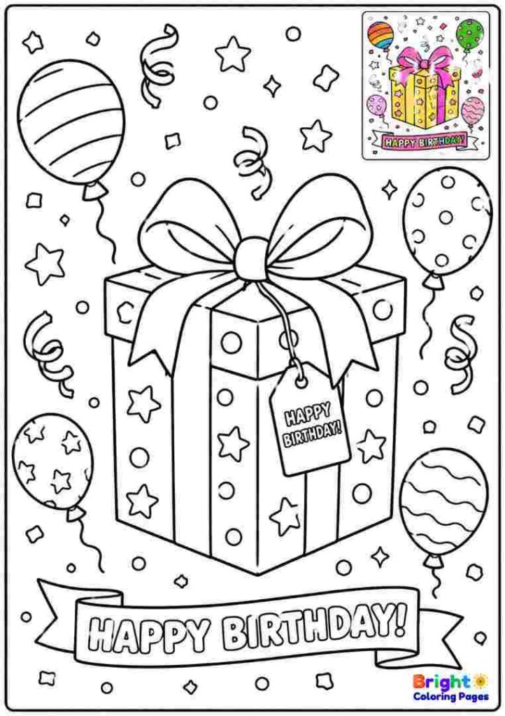 Birthday Present Coloring Page