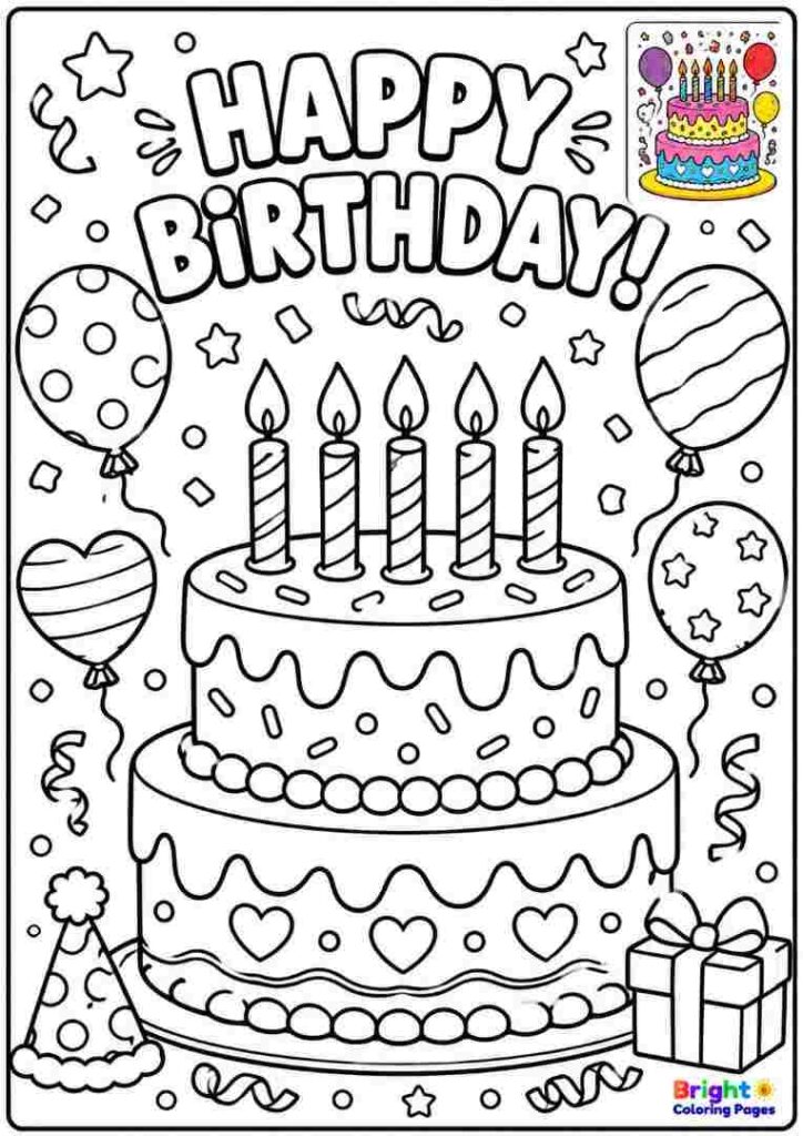 Party Cake Coloring Page