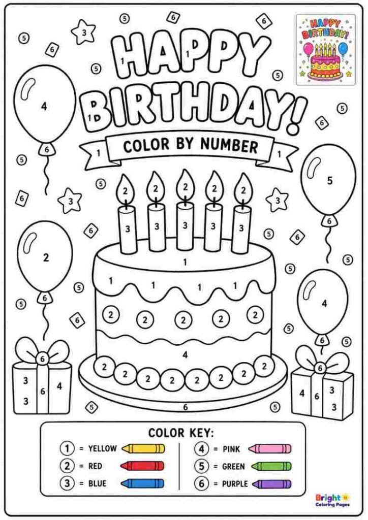 Color by Number Birthday Page