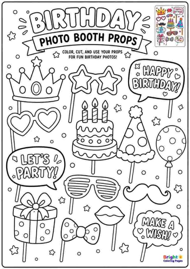 Coloring Photo Booth Props Page