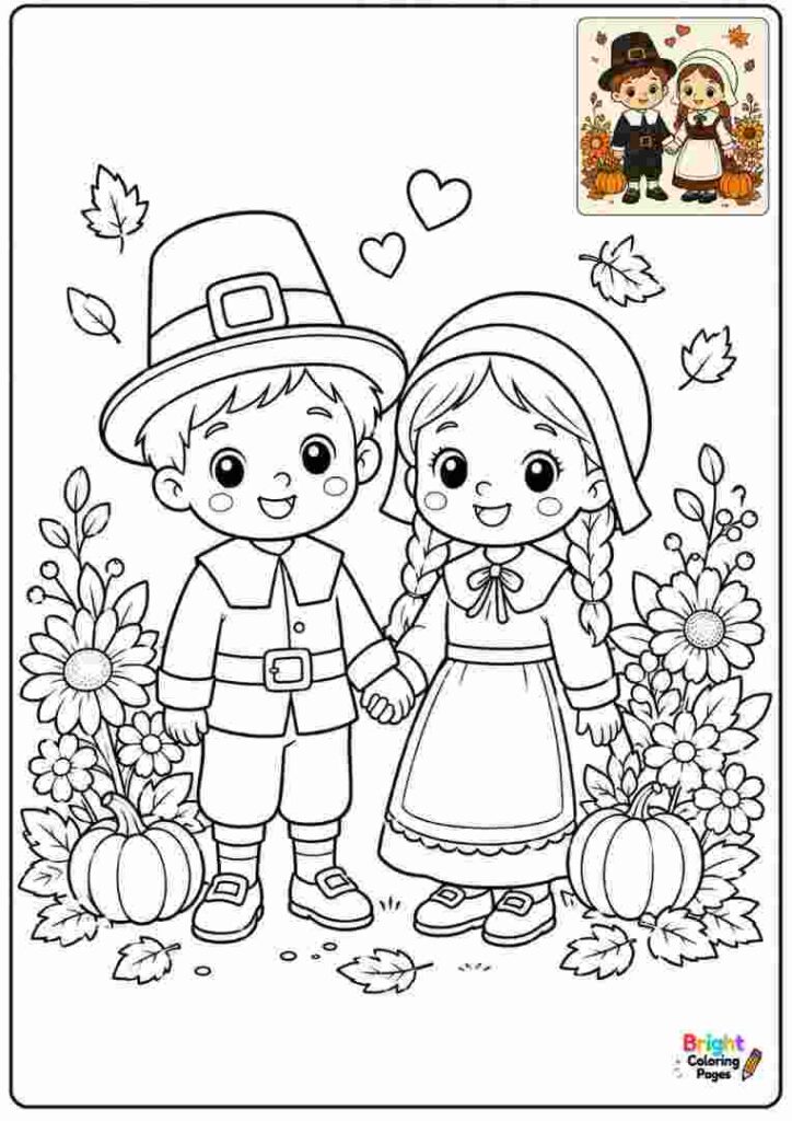 Little Pilgrim Children coloring page 