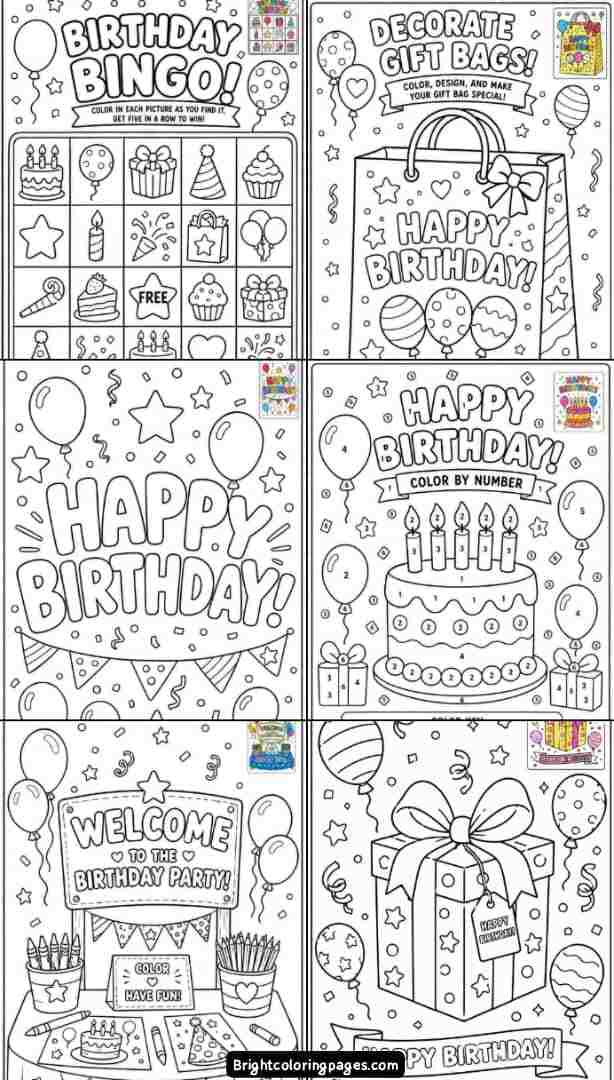 Birthday Party Coloring Pages For Kids (Free Printable Download)