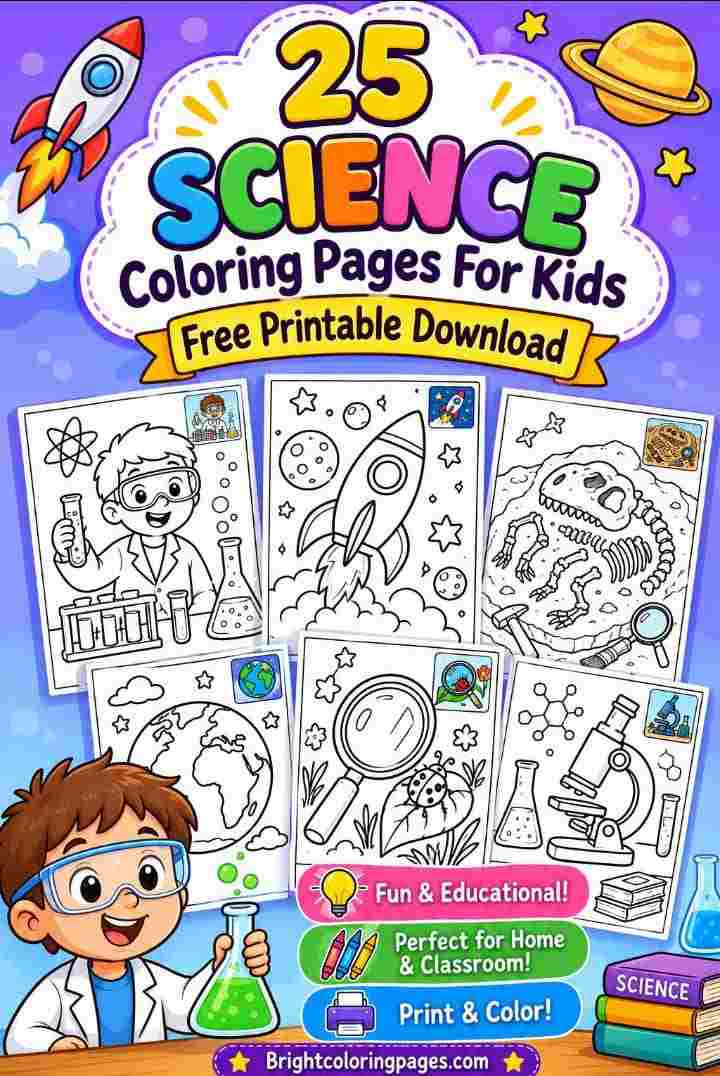 25 Science Coloring Pages For Kids (Free Printable Download)