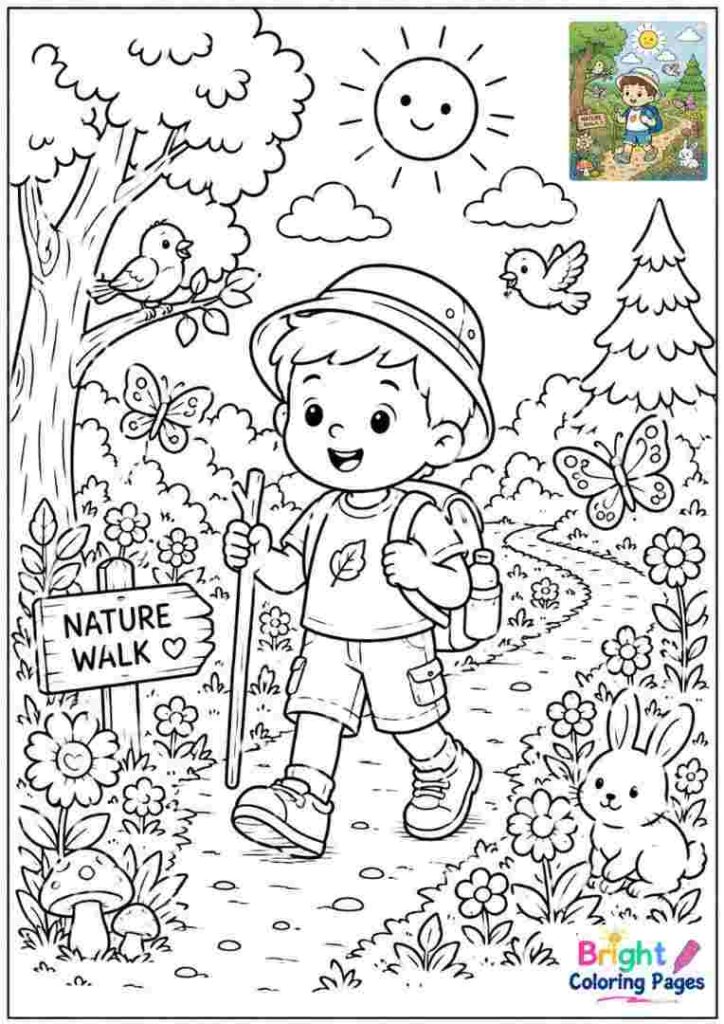 Nature Walk Coloring Page