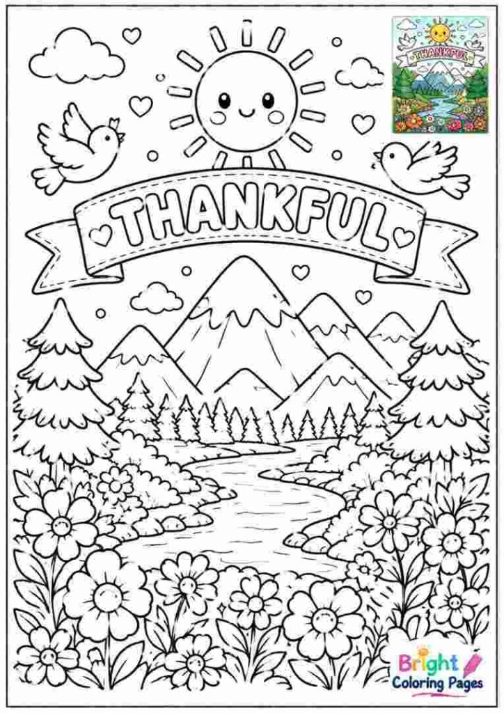 Thankful Nature Coloring Page