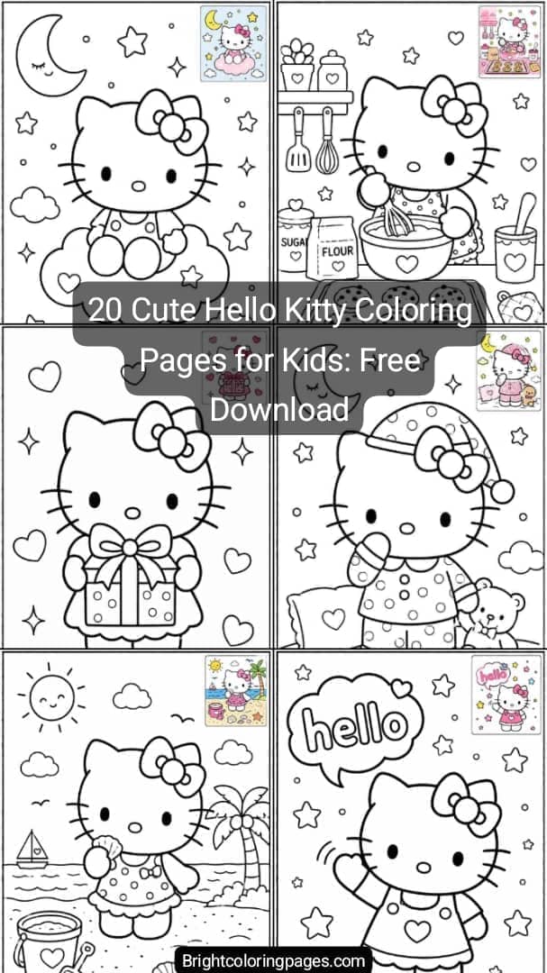 20 Cute Hello Kitty Coloring Pages for Kids: Free Printable Download