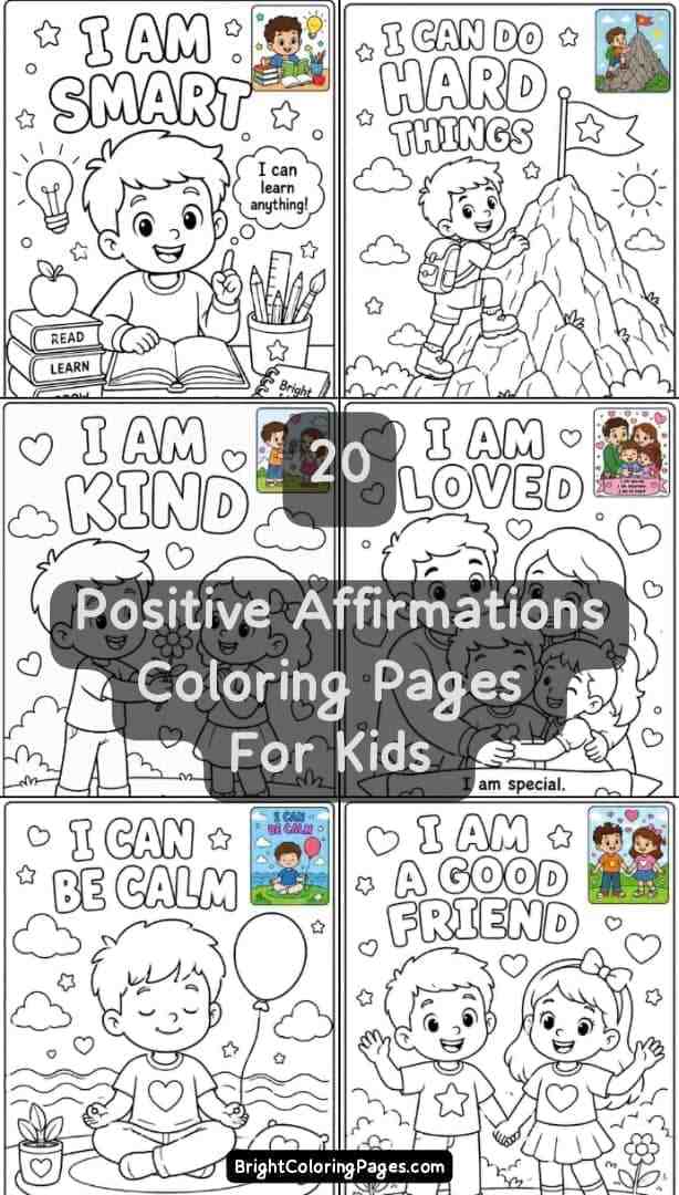 20 Positive Affirmations Coloring Pages For Kids