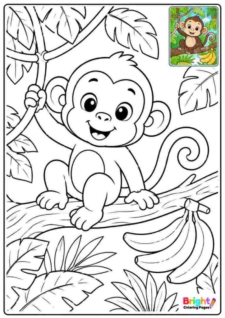 Playful Monkey on a Tree Branch