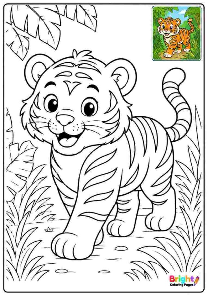 Friendly Jungle Tiger Coloring Page