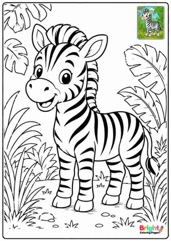 Smiling Zebra Coloring Page