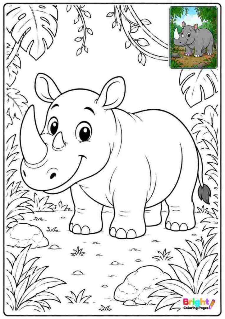 Jungle Rhino Coloring Page