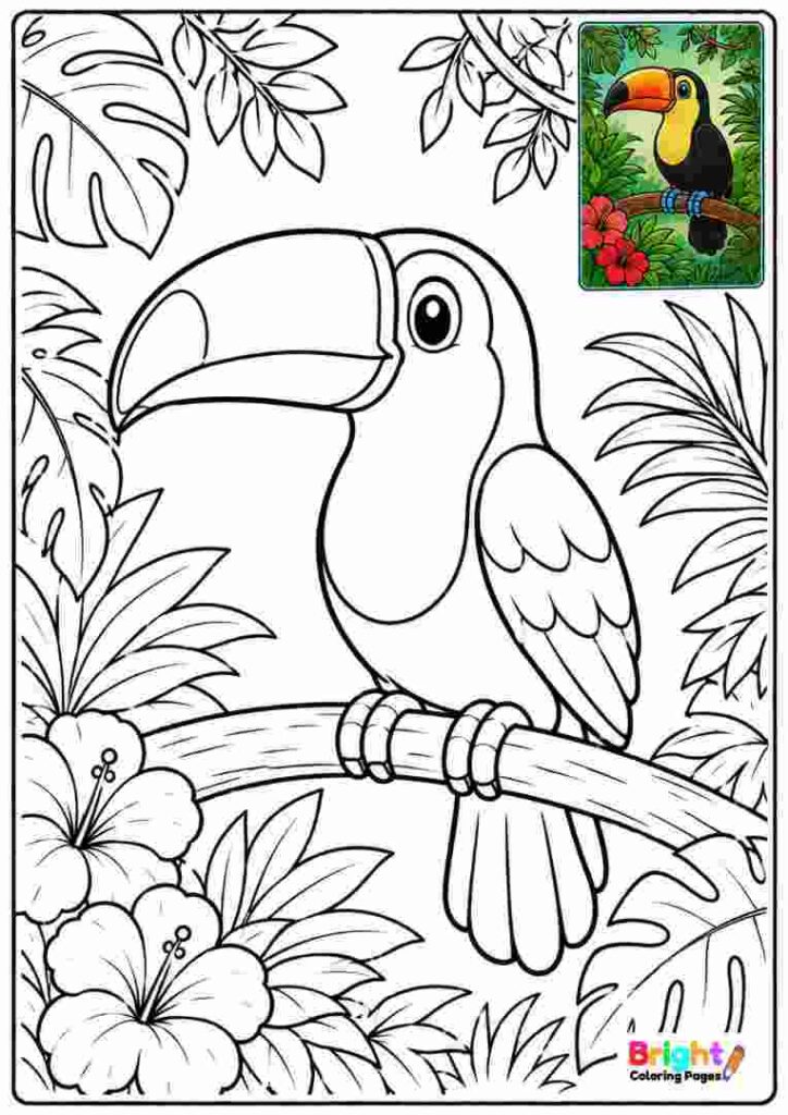 Jungle Toucan Coloring Page
