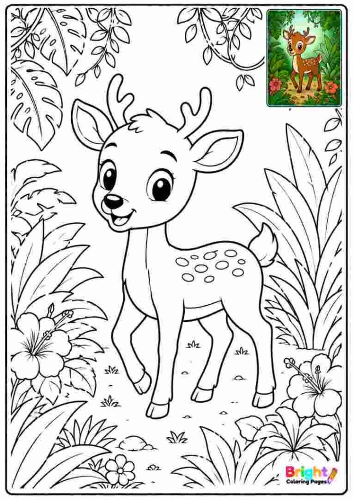 Jungle Deer Coloring Page