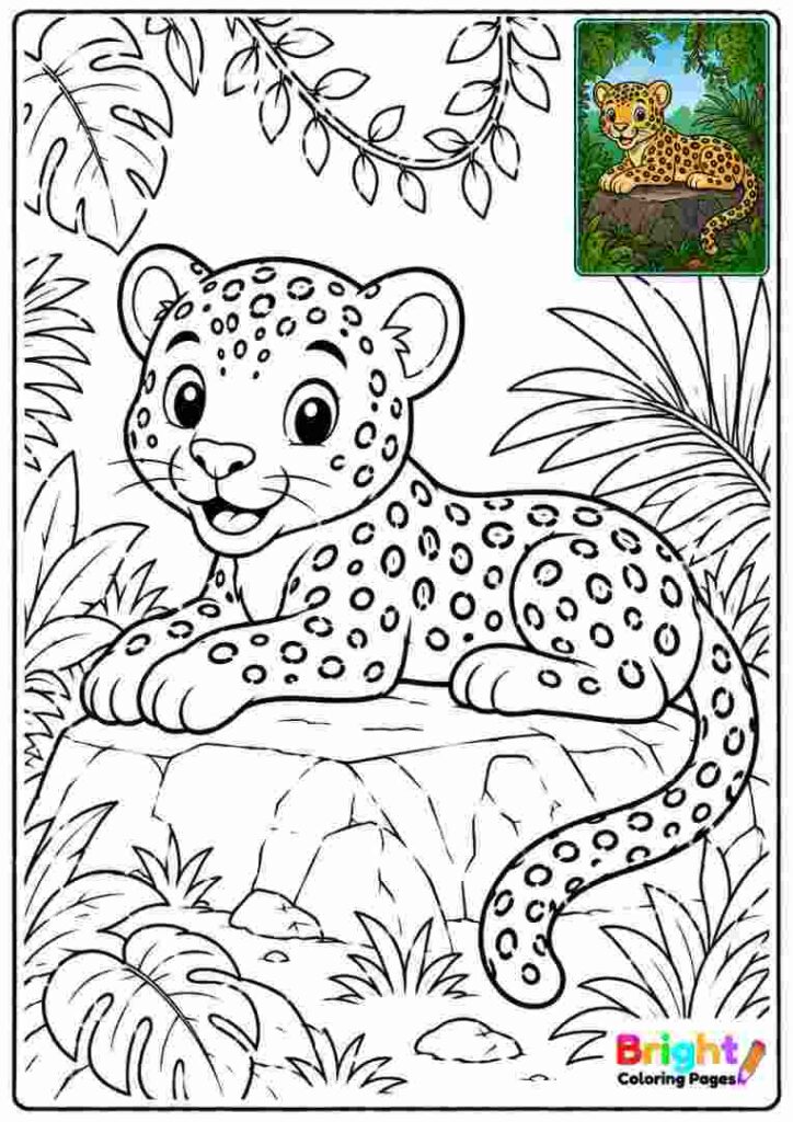 Jungle Leopard Coloring Page