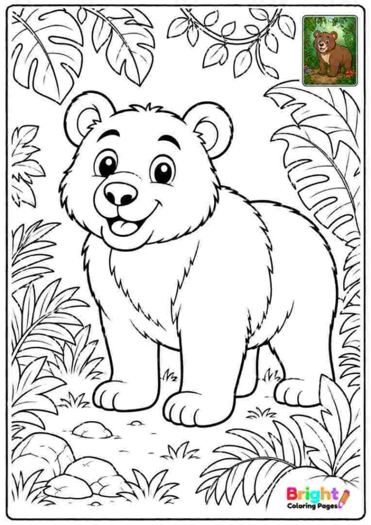 Jungle Bear Coloring Page