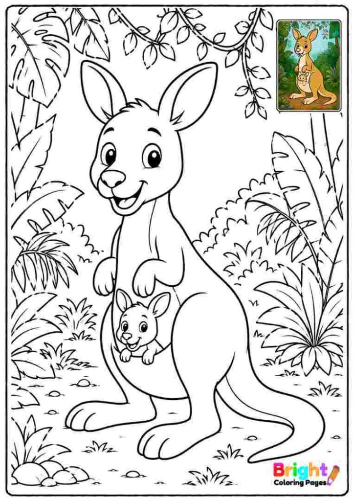Jungle Kangaroo Coloring Page