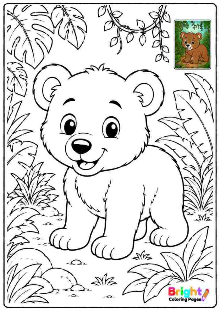 Jungle Bear Cub Coloring Page