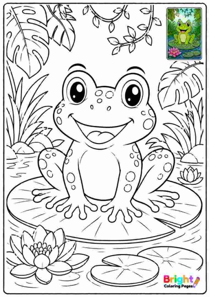 Jungle Frog Coloring Page