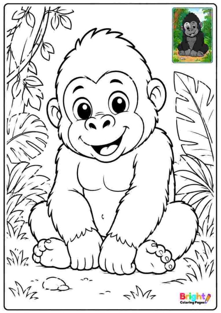 Baby Gorilla Coloring Page