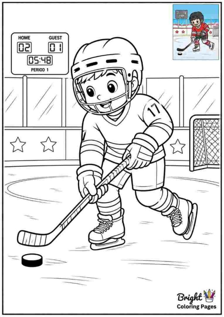 Hockey Player with a Stick and Puck