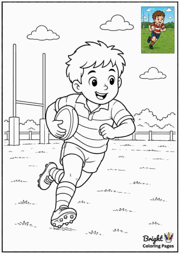 Rugby Player Holding the Ball coloring page