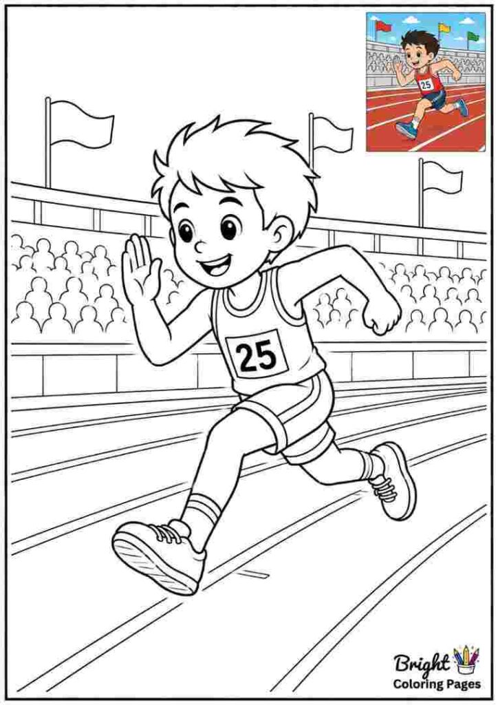Track Runner Sprinting Forward coloring page