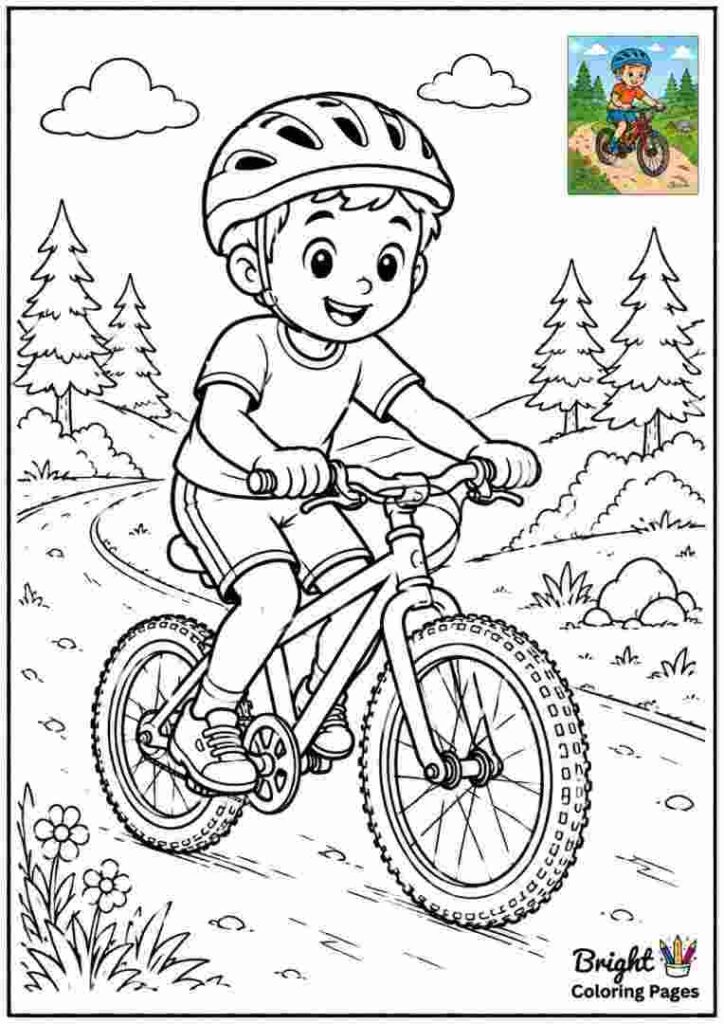 Cyclist Riding a Bike coloring page
