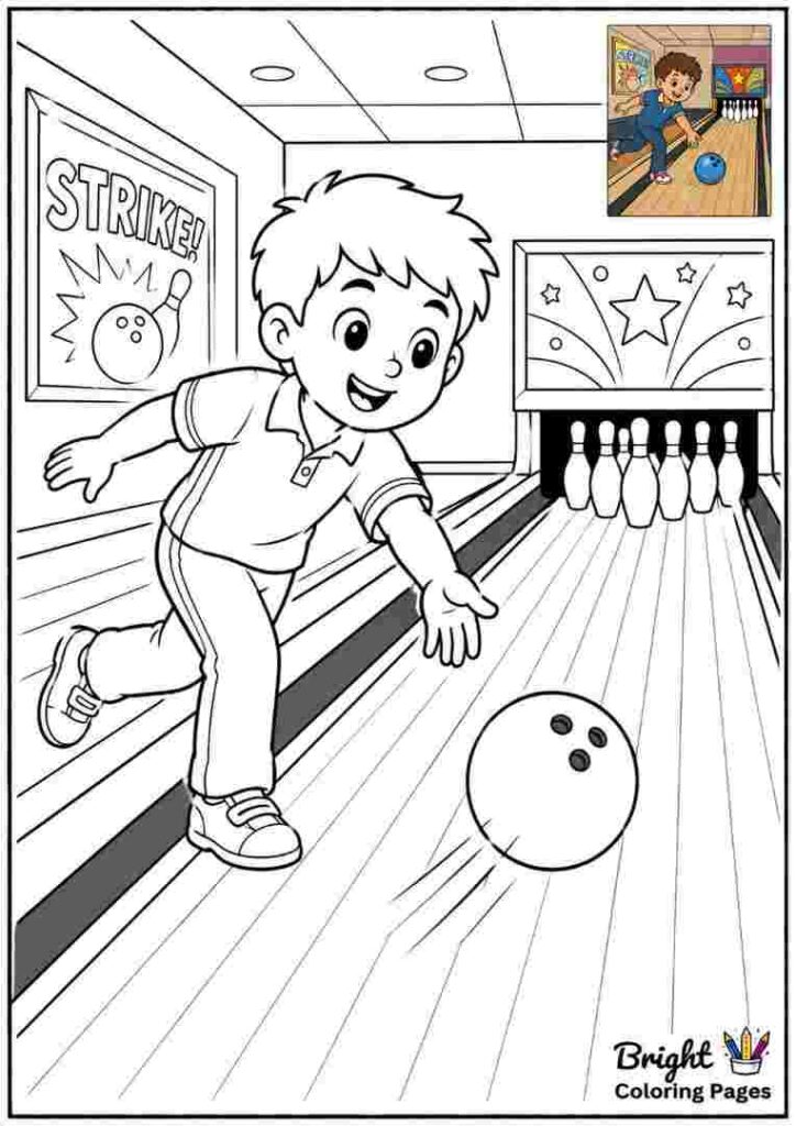 Bowling Player Rolling a Ball coloring page
