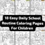 18 Easy Daily School Routine Coloring Pages For Children (Free Printable Download)