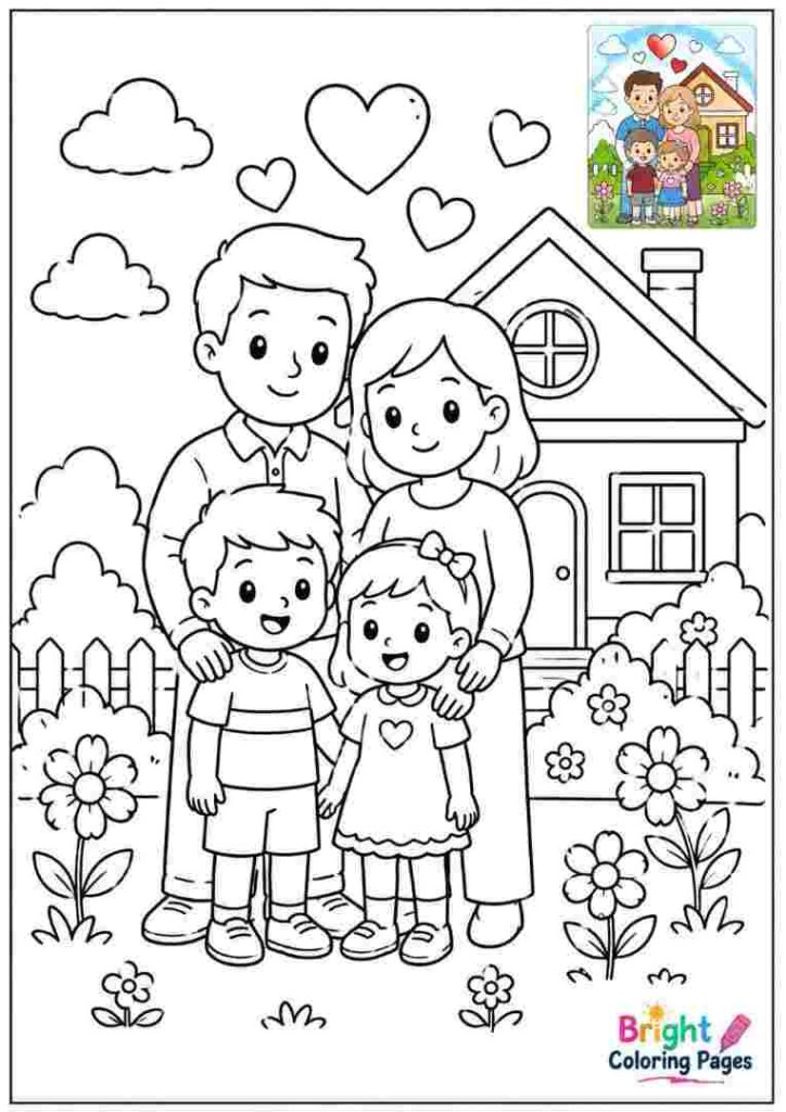 Grateful Family Coloring Page