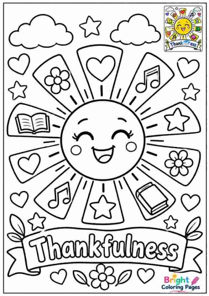 Sunshine Thankfulness Coloring Page