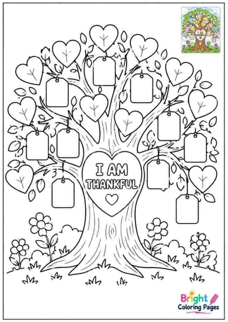 Thankful Tree Coloring Page