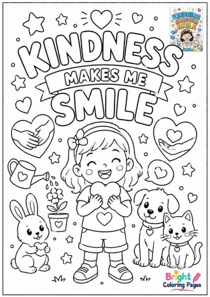 Kindness Makes Me Smile Coloring Page