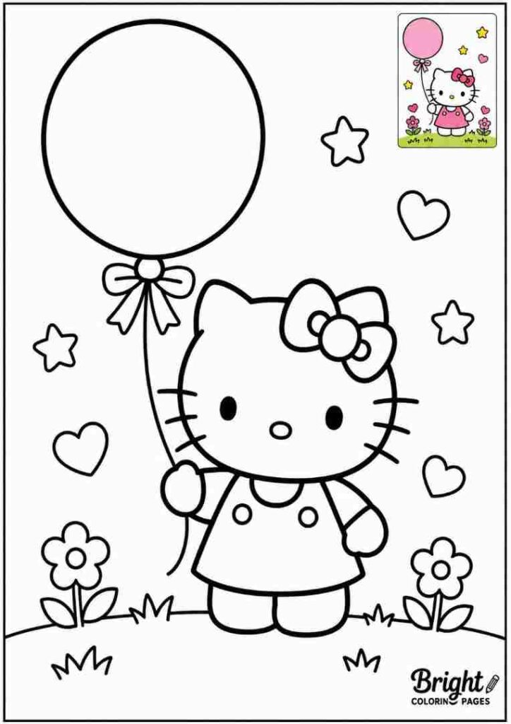 Hello Kitty Holding a Balloon