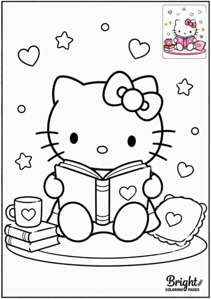 Hello Kitty Reading a Book