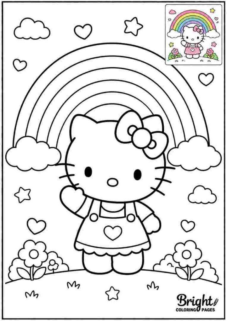 Hello Kitty with a Rainbow