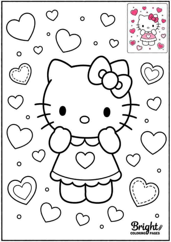 Hello Kitty with Hearts Around Her