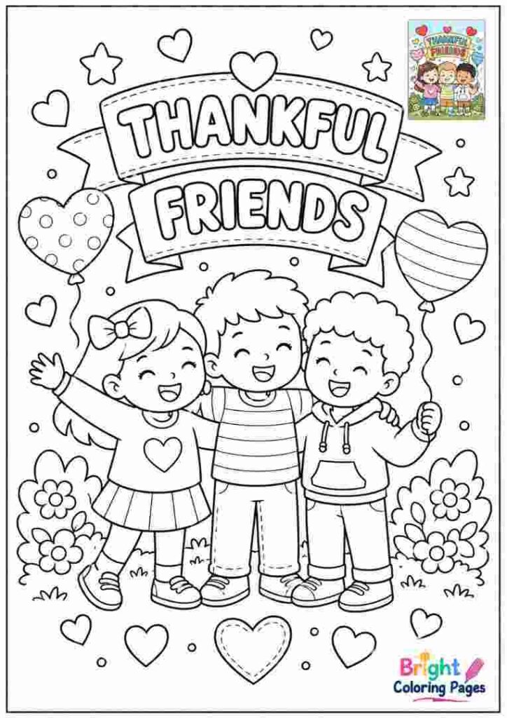 Thankful Friends Coloring Page