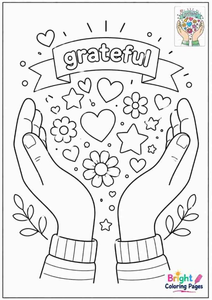Grateful Hands Coloring Page