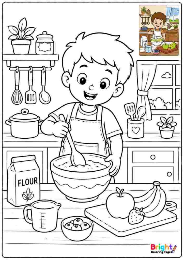 Boy Helping in the Kitchen