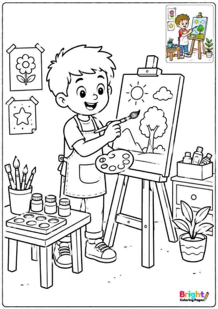 Boy Painting a Picture