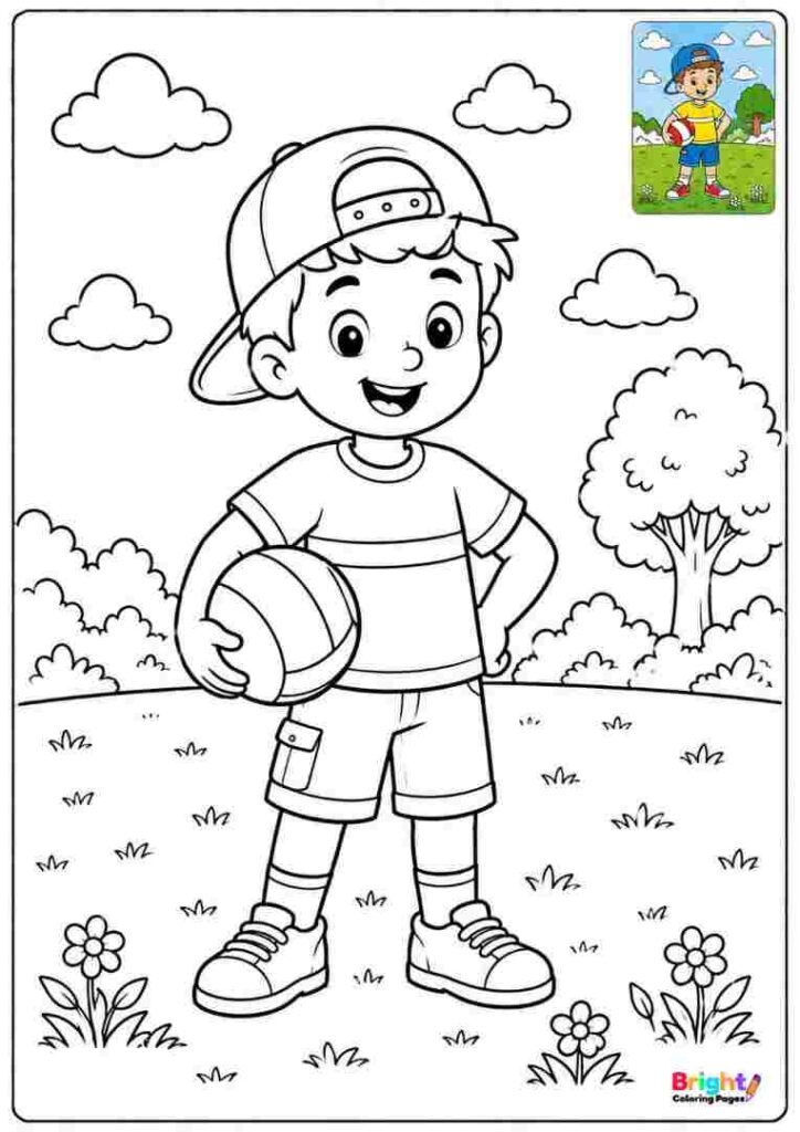Boy Wearing a Cap and Holding a Ball