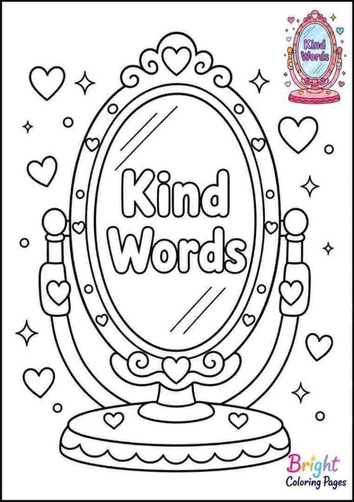 Mirror of Kind Words Coloring Page