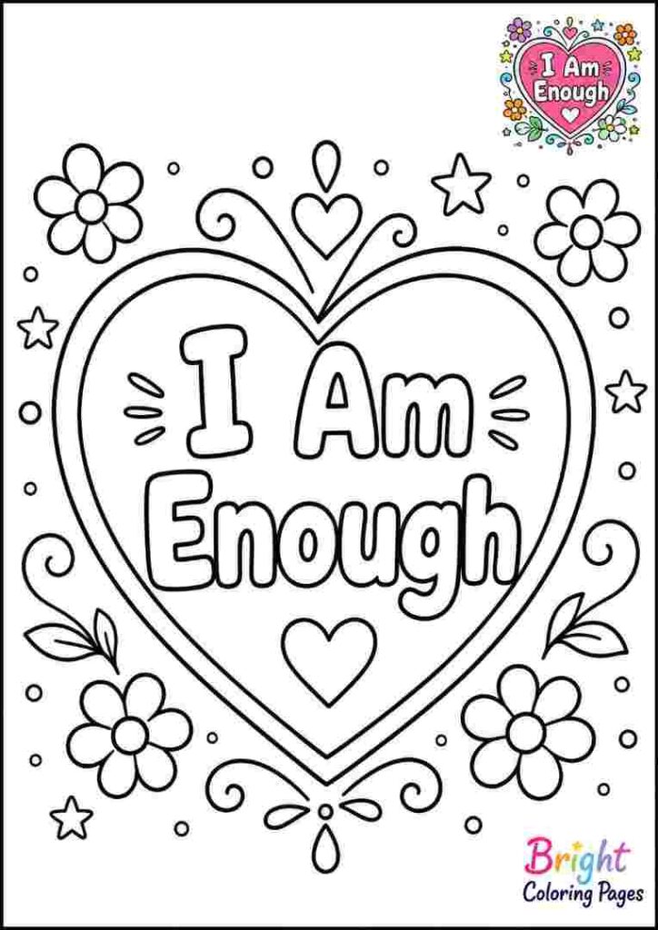 I Am Enough Heart Coloring Page