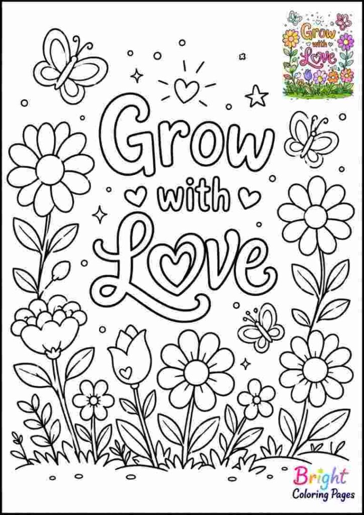 Self Love Flower Garden Coloring Page