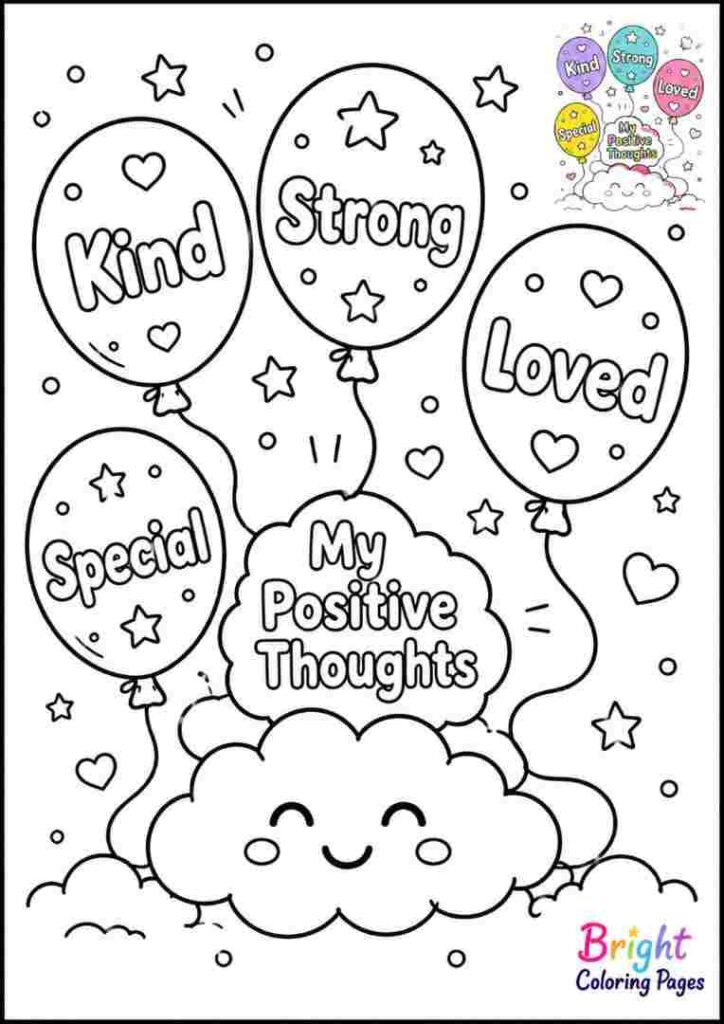 My Positive Thoughts Balloon Coloring Page