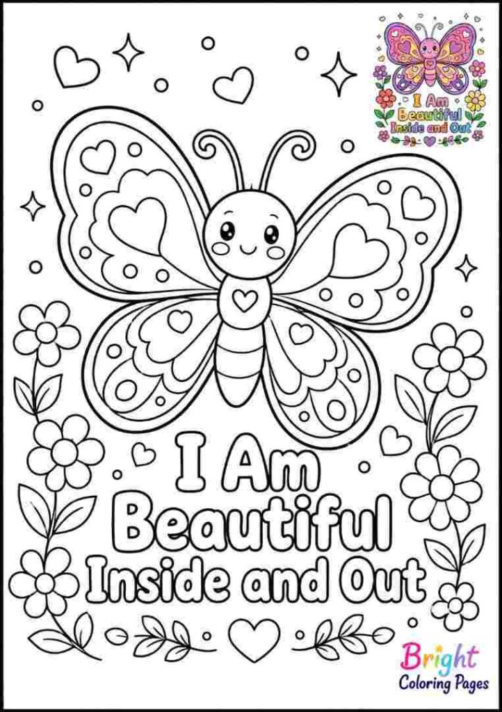 Beautiful Butterfly Self Love Coloring Page