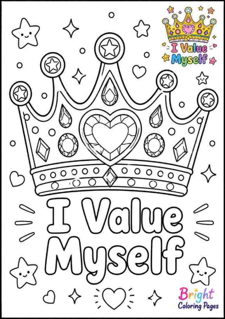 Self Love Crown Coloring Page